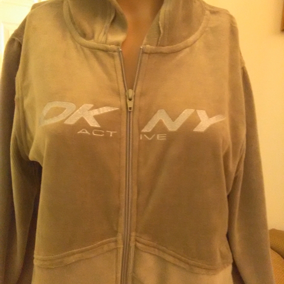 VINTAGE DKNY ACTIVE GREEN VELOUR TRACKSUIT 2 PC PANT SET W/ HOODY Sz. XL MINT - Picture 8 of 8